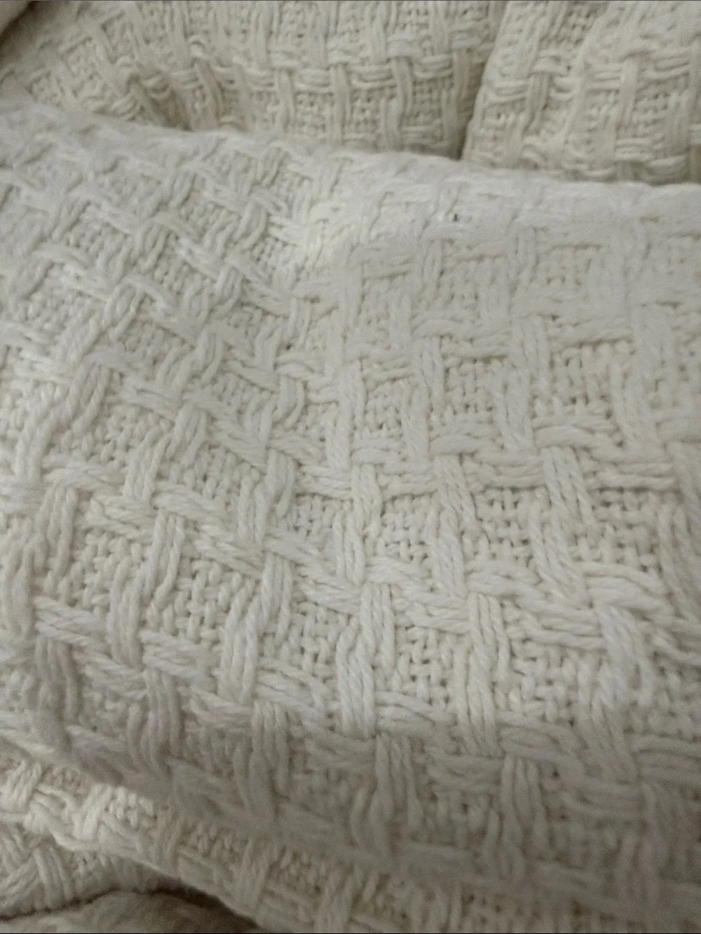 Marquise Ivory Cotton Waffle Blanket